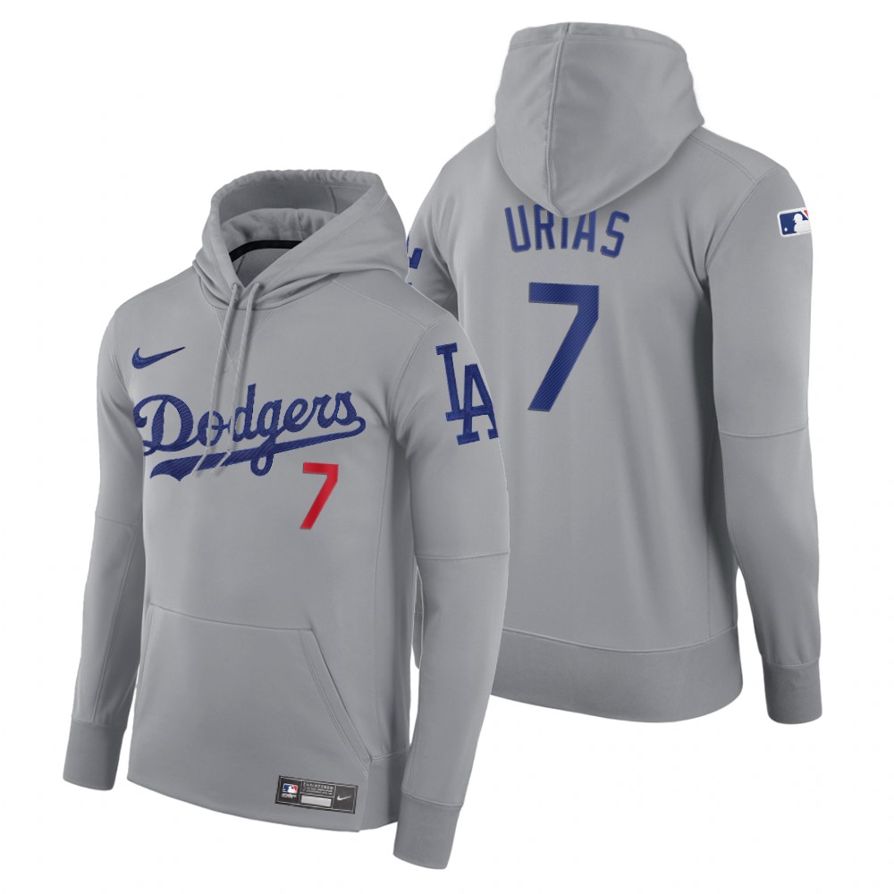 Men Los Angeles Dodgers Julio Urias Nike Gray Road Hoodie Buy Good Jerseys
