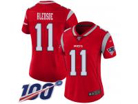 #11 Limited Drew Bledsoe Red Football Women's Jersey New England Patriots Inverted Legend 100th Season