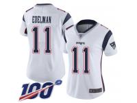 #11 Limited Julian Edelman White Football Road Women's Jersey New England Patriots Vapor Untouchable 100th Season