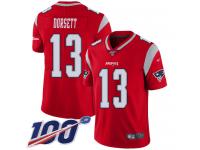 #13 Limited Phillip Dorsett Red Football Youth Jersey New England Patriots Inverted Legend 100th Season