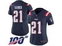 #21 Limited Duron Harmon Navy Blue Football Women's Jersey New England Patriots Rush Vapor Untouchable 100th Season
