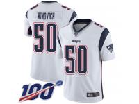 #50 Limited Chase Winovich White Football Road Men's Jersey New England Patriots Vapor Untouchable 100th Season