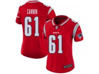 #61 Limited Marcus Cannon Red Football Women's Jersey New England Patriots Inverted Legend