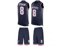 #8 Jarrett Stidham Navy Blue Football Men's Jersey New England Patriots Tank Top Suit