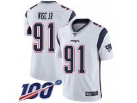#91 Limited Deatrich Wise Jr White Football Road Youth Jersey New England Patriots Vapor Untouchable 100th Season