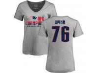 Isaiah Wynn Women's Heather Gray Nike NFL New England Patriots T-Shirt 2017 AFC Champions V-Neck #76