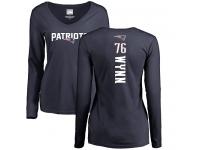 Isaiah Wynn Women's Navy Blue Nike NFL New England Patriots Long Sleeve T-Shirt Backer Slim Fit #76