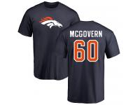 Men #60 Connor McGovern Navy Blue Football Name & Number Logo Denver Broncos T-Shirt