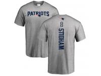 Men #8 Jarrett Stidham Ash Football Backer New England Patriots T-Shirt