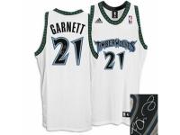 Men Adidas Minnesota Timberwolves #21 Kevin Garnett Authentic White Augotraphed NBA Jersey