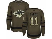 Men Adidas Minnesota Wild #11 Zach Parise Green Salute to Service NHL Jersey
