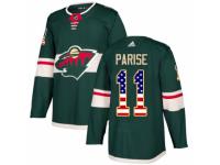 Men Adidas Minnesota Wild #11 Zach Parise Green USA Flag Fashion NHL Jersey