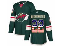 Men Adidas Minnesota Wild #22 Nino Niederreiter Green USA Flag Fashion NHL Jersey