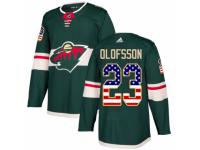 Men Adidas Minnesota Wild #23 Gustav Olofsson Green USA Flag Fashion NHL Jersey