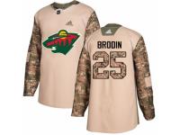 Men Adidas Minnesota Wild #25 Jonas Brodin Camo Veterans Day Practice NHL Jersey