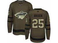 Men Adidas Minnesota Wild #25 Jonas Brodin Green Salute to Service NHL Jersey