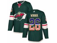 Men Adidas Minnesota Wild #26 Daniel Winnik Green USA Flag Fashion NHL Jersey