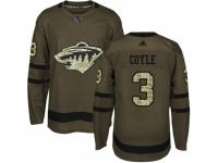 Men Adidas Minnesota Wild #3 Charlie Coyle Green Salute to Service NHL Jersey