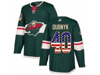 Men Adidas Minnesota Wild #40 Devan Dubnyk Green USA Flag Fashion NHL Jersey