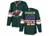 Men Adidas Minnesota Wild #46 Jared Spurgeon Green USA Flag Fashion NHL Jersey