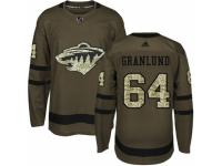 Men Adidas Minnesota Wild #64 Mikael Granlund Green Salute to Service NHL Jersey