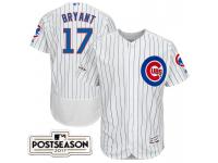 Men Chicago Cubs Kris Bryant #17 White 2017 Postseason Patch Flex Base Jersey