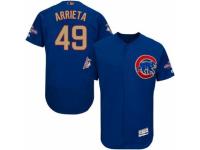 Men Cubs 49 Jake Arrieta Blue Flexbase Authentic 2017 Gold Program Stitched MLB Jerseys