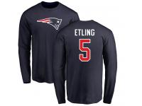 Men Danny Etling Navy Blue Nike NFL New England Patriots Long Sleeve T-Shirt Name & Number Logo #5