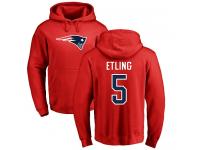 Men Danny Etling Red Nike NFL New England Patriots Pullover Hoodie Name & Number Logo #5