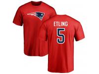 Men Danny Etling Red Nike NFL New England Patriots T-Shirt Name & Number Logo #5