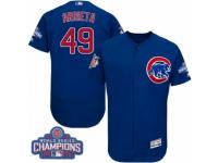 Men Majestic Chicago Cubs #49 Jake Arrieta Royal Blue 2016 World Series Champions Flexbase Authentic Collection MLB Jersey