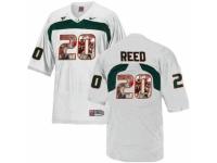 Men Miami Hurricanes #20 Ed Reed White With Portrait Print College Football Jersey