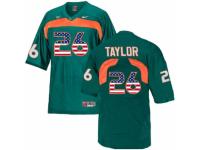 Men Miami Hurricanes #26 Sean Taylor Green USA Flag College Football Jersey