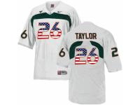 Men Miami Hurricanes #26 Sean Taylor White USA Flag College Football Jersey