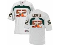Men Miami Hurricanes #52 Ray Lewis White With Portrait Print College Football Jersey