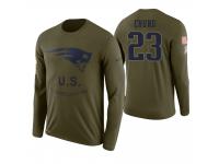 Men New England Patriots #23 Patrick Chung 2018 Salute to Service Long Sleeve Olive T-Shirt