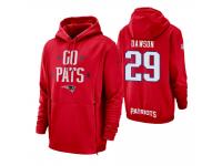 Men New England Patriots #29 Duke Dawson Red Sideline Local Lockup Pullover Hoodie