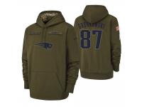 Men New England Patriots #87 Rob Gronkowski Olive 2018 Salute to Service Pullover Hoodie