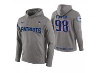 Men New England Patriots #98 Trey Flowers Gray Circuit Wordmark Pullover Hoodie