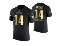 Men New England Patriots Steve Grogan #14 Metall Dark Golden Special Limited Edition Retired Player With Message T-Shirt