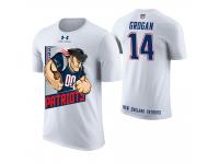 Men New England Patriots Steve Grogan #14 White Cartoon And Comic Artistic Painting Retired Player T-Shirt