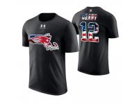 Men New England Patriots Tom Brady #12 Stars and Stripes 2018 Independence Day American Flag T-Shirt