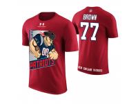 Men New England Patriots Trent Brown #77 Red Cartoon And Comic Artistic Painting T-Shirt