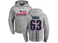 Men Nike Antonio Garcia Heather Gray 2017 AFC Champions - NFL New England Patriots #63 Pullover Hoodie