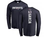 Men Nike Antonio Garcia Navy Blue Backer - NFL New England Patriots #63 Long Sleeve T-Shirt