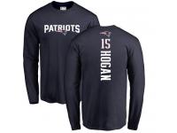 Men Nike Chris Hogan Navy Blue Backer - NFL New England Patriots #15 Long Sleeve T-Shirt