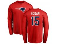 Men Nike Chris Hogan Red Name & Number Logo - NFL New England Patriots #15 Long Sleeve T-Shirt