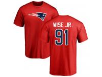 Men Nike Deatrich Wise Jr Red Name & Number Logo - NFL New England Patriots #91 T-Shirt