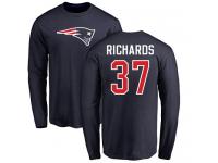 Men Nike Jordan Richards Navy Blue Name & Number Logo - NFL New England Patriots #37 Long Sleeve T-Shirt