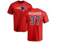 Men Nike Jordan Richards Red Name & Number Logo - NFL New England Patriots #37 T-Shirt